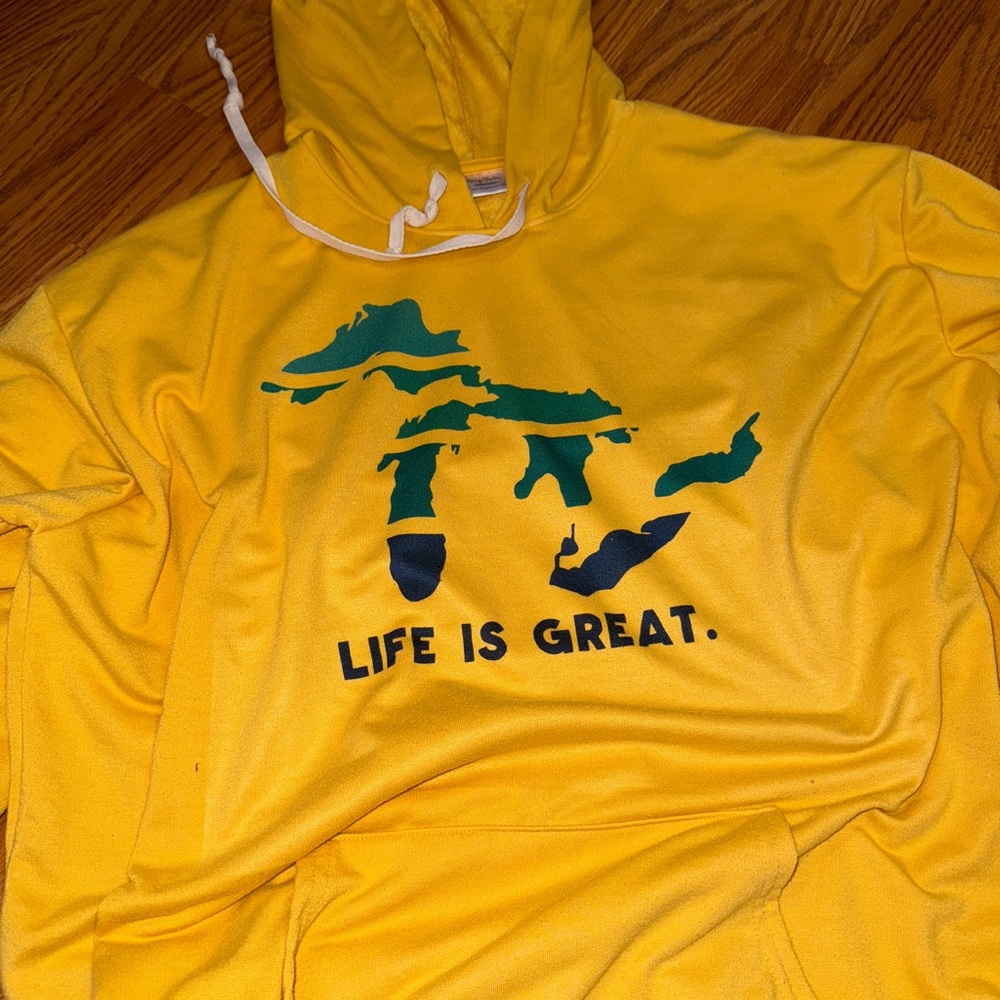 Augusta Sportswear Yellow Hoodie with Green and Blue Print